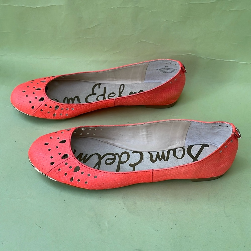 Neon orange Sam Edelman leather flats
